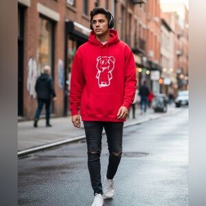 Red Graphic Hoodie for Men